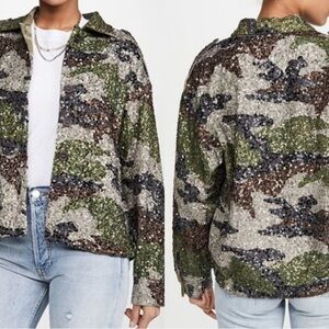 Retrofete Sequin Utility Jacket in green